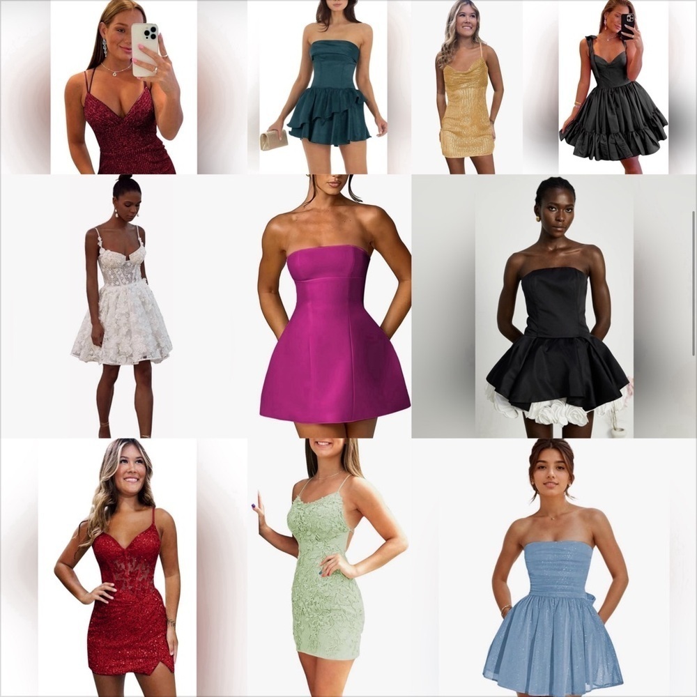 New Sequin Spaghetti Straps Cowl Neck Cocktail Party Dress Short Prom Dress - Picture 3 of 8